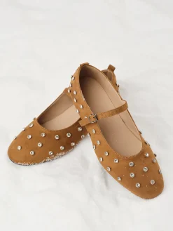 COMMENSE Rhinestone Suede Ballet Flats* Shoes|Accessories