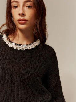 COMMENSE Rhinestone-Decor Cozy Sweater* Sweater Tops|Sweaters & Cardigans