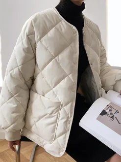 COMMENSE Rhombic Button Down Winter Coat* Outerwear|Coats