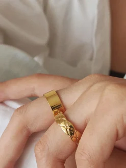 COMMENSE Rhombic Pattern Tunnel Ring* Rings & Bracelets|Accessories