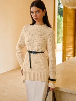 COMMENSE Rhombic-Pattern Sweater Without Belt* Knitwear|Tops