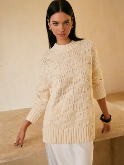 COMMENSE Rhombic-Pattern Sweater Without Belt* Knitwear|Tops