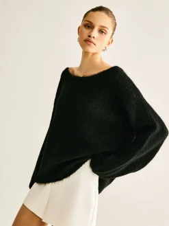 COMMENSE Ribbed Bow Loose Sweater* Sweater Tops|Sweaters & Cardigans