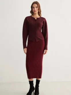 COMMENSE Ribbed Button Slit Sweater* Sweater Tops|Sweaters & Cardigans