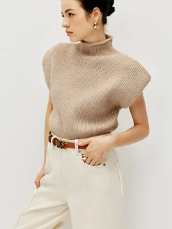 COMMENSE Ribbed Cap Sleeve Warm Sweater* Sweater Vests|Sweaters & Cardigans