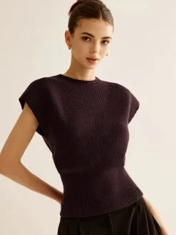 COMMENSE Ribbed Cinched Sweater Vest* Sweater Vests|Sweaters & Cardigans