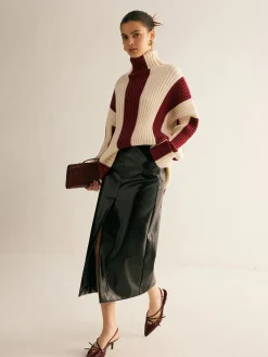 COMMENSE Ribbed Color Block Turtleneck Sweater* Sweater Tops|Sweaters & Cardigans