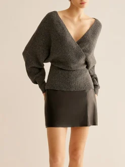 COMMENSE Ribbed Criss Cross Cinched Sweater* Sweater Tops|Sweaters & Cardigans