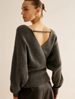 COMMENSE Ribbed Criss Cross Cinched Sweater* Sweater Tops|Sweaters & Cardigans