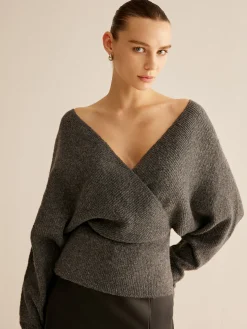 COMMENSE Ribbed Criss Cross Cinched Sweater* Sweater Tops|Sweaters & Cardigans