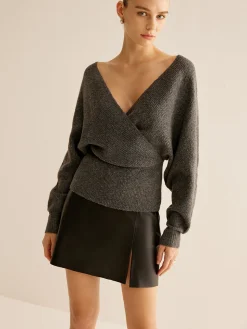 COMMENSE Ribbed Criss Cross Cinched Sweater* Sweater Tops|Sweaters & Cardigans