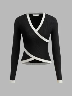 COMMENSE Ribbed Criss Cross Skinny Sweater* Sweater Tops|Sweaters & Cardigans