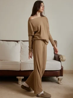 COMMENSE Ribbed Drawstring Shift Pants Set* Pants Sets|Matching Sets