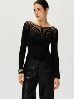 COMMENSE Ribbed Hollow Sweater* Sweater Tops|Sweaters & Cardigans