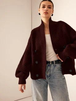 COMMENSE Ribbed Lapel Button Knit Outerwear* Sweater Tops|Outerwear