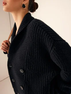 COMMENSE Ribbed Lapel Button Knit Outerwear* Sweater Tops|Outerwear
