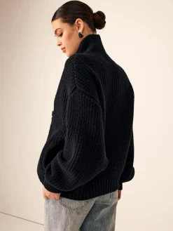 COMMENSE Ribbed Lapel Button Knit Outerwear* Sweater Tops|Outerwear