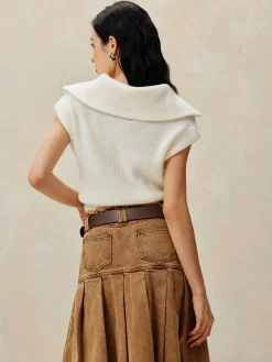 COMMENSE Ribbed Lapel Zipper Sweater Vest* Sweater Vests|Sweaters & Cardigans
