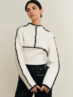 COMMENSE Ribbed Lettuce Trim Knit Top* Sweater Tops|Sweaters & Cardigans