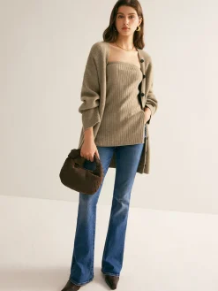 COMMENSE Ribbed Loose Knit Outerwear* Sweater Tops|Outerwear