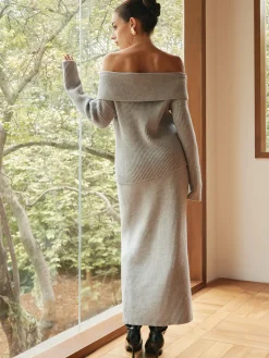 COMMENSE Ribbed Off-Shoulder Sweater Co-ords Without Belt* Sweater Tops|Sweaters & Cardigans