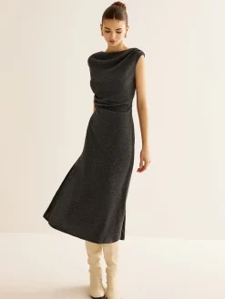 COMMENSE Ribbed Sleeveless Pleated Slim Dress* Casual Dresses|Summer Dresses