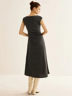 COMMENSE Ribbed Sleeveless Pleated Slim Dress* Casual Dresses|Summer Dresses