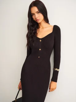 COMMENSE Ribbed Slim Sweater Midi Dress* Sweater Dresses|Work Dresses