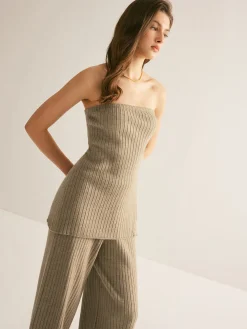 COMMENSE Ribbed Strapless Slit Sweater Vest* Sweater Vests|Sweaters & Cardigans