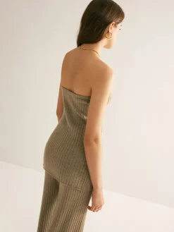 COMMENSE Ribbed Strapless Slit Sweater Vest* Sweater Vests|Sweaters & Cardigans
