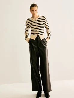 COMMENSE Ribbed Striped Cardigan* Cardigans|Sweaters & Cardigans