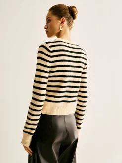 COMMENSE Ribbed Striped Cardigan* Cardigans|Sweaters & Cardigans
