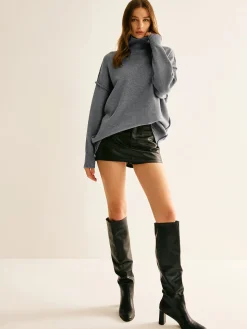 COMMENSE Ribbed Turtleneck Knit Top* Sweater Tops|Sweaters & Cardigans