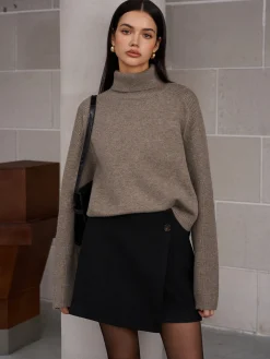 COMMENSE Ribbed Turtleneck Short Sweater* Sweater Tops|Sweaters & Cardigans