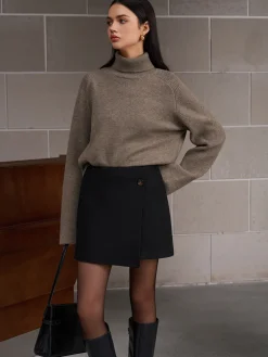 COMMENSE Ribbed Turtleneck Short Sweater* Sweater Tops|Sweaters & Cardigans