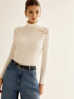 COMMENSE Ribbed Turtleneck Slim Sweater* Sweater Tops|Sweaters & Cardigans
