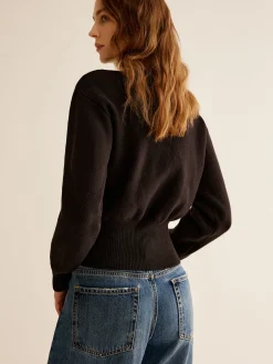 COMMENSE Ribbed V-Neck Cinched Cardigan* Cardigans|Sweaters & Cardigans