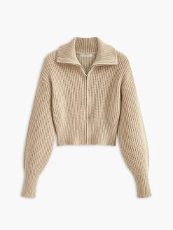 COMMENSE Ribbed Zipper Lapel Cardigan* Cardigans|Sweaters & Cardigans