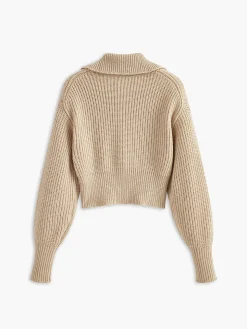 COMMENSE Ribbed Zipper Lapel Cardigan* Cardigans|Sweaters & Cardigans
