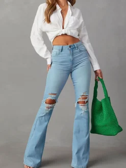 COMMENSE Ripped Denim Flare Jeans* Jeans|Pants