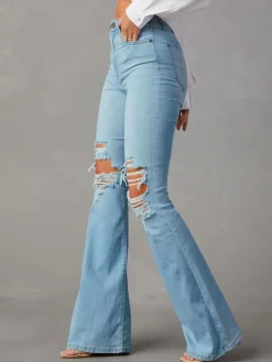 COMMENSE Ripped Denim Flare Jeans* Jeans|Pants