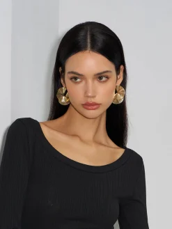 COMMENSE Ripple Hoop Stud Earrings* Earrings|Accessories
