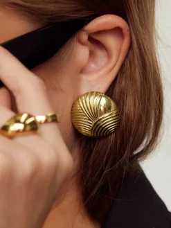 COMMENSE Ripple Oblate Earrings* Earrings|Accessories