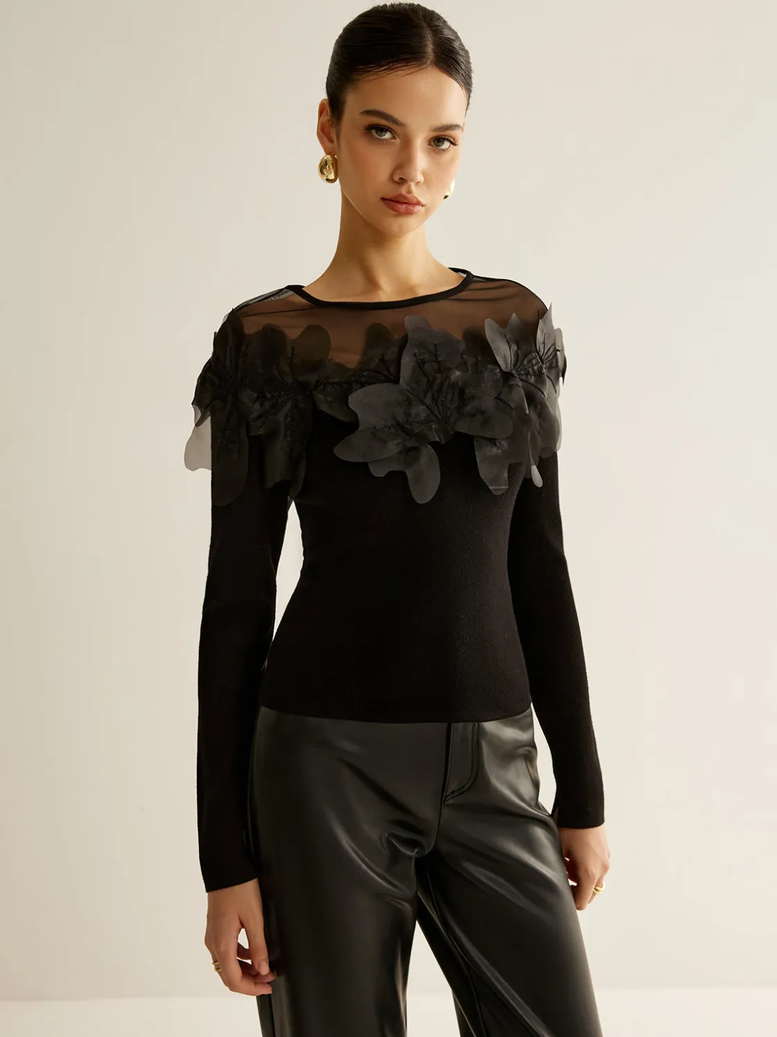 COMMENSE Romance Floral Decor Slim Blouse* Blouses & Shirts|Tops