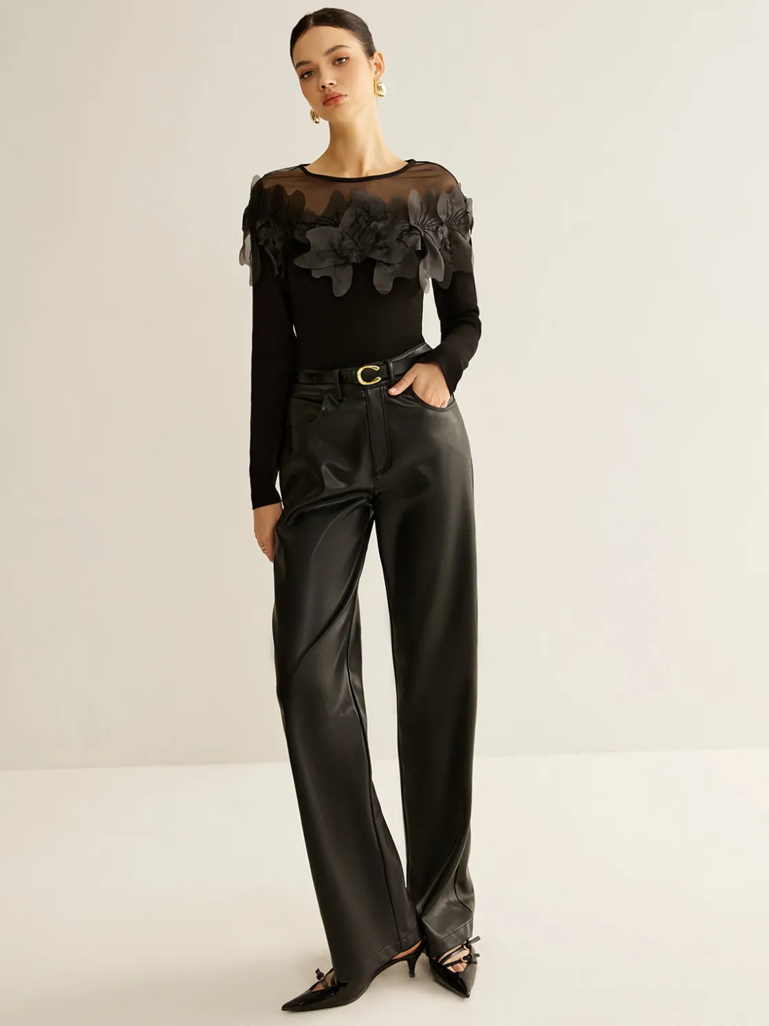 COMMENSE Romance Floral Decor Slim Blouse* Blouses & Shirts|Tops