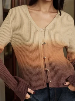 COMMENSE Romance Ombre Button Cardigan* Cardigans|Sweaters & Cardigans