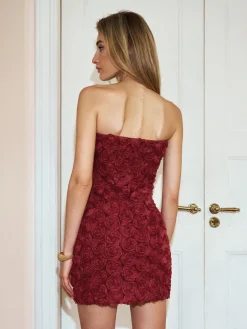 COMMENSE Romance Rosette Tube Dress* Casual Dresses|Cocktail & Party Dresses