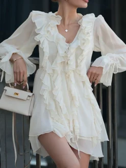 COMMENSE Romance Ruffle Chiffon Dress* Cocktail & Party Dresses|Short Dresses