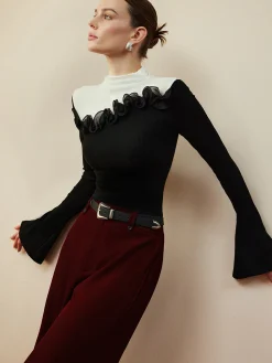 COMMENSE Romance Stand Collar Ruffle Blouse* Blouses & Shirts|Tops