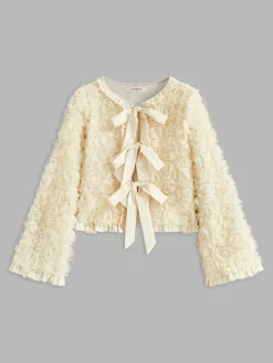 COMMENSE Romance Tie Front Rosette Jacket* Outerwear|Jackets